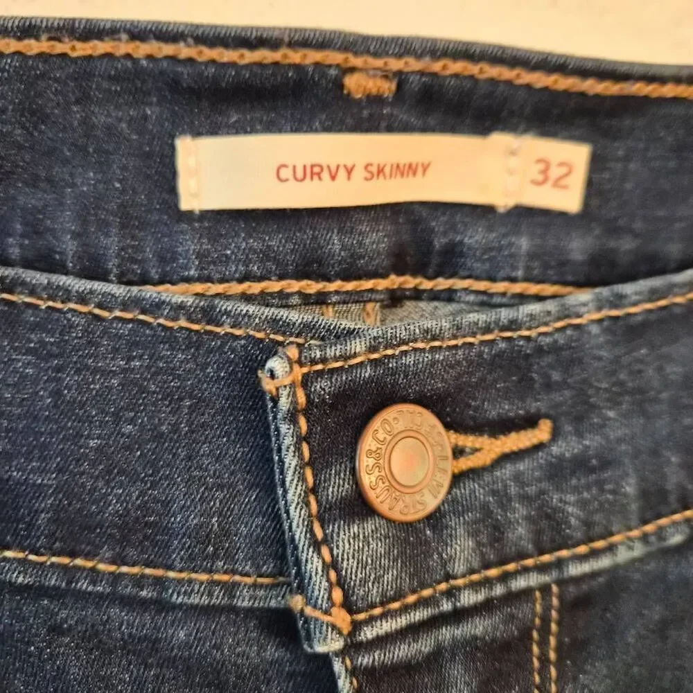 Levi's Curvy Skinny Dark Denim Jeans: 32: Sexy Flattering Fit, Comfy Effortless